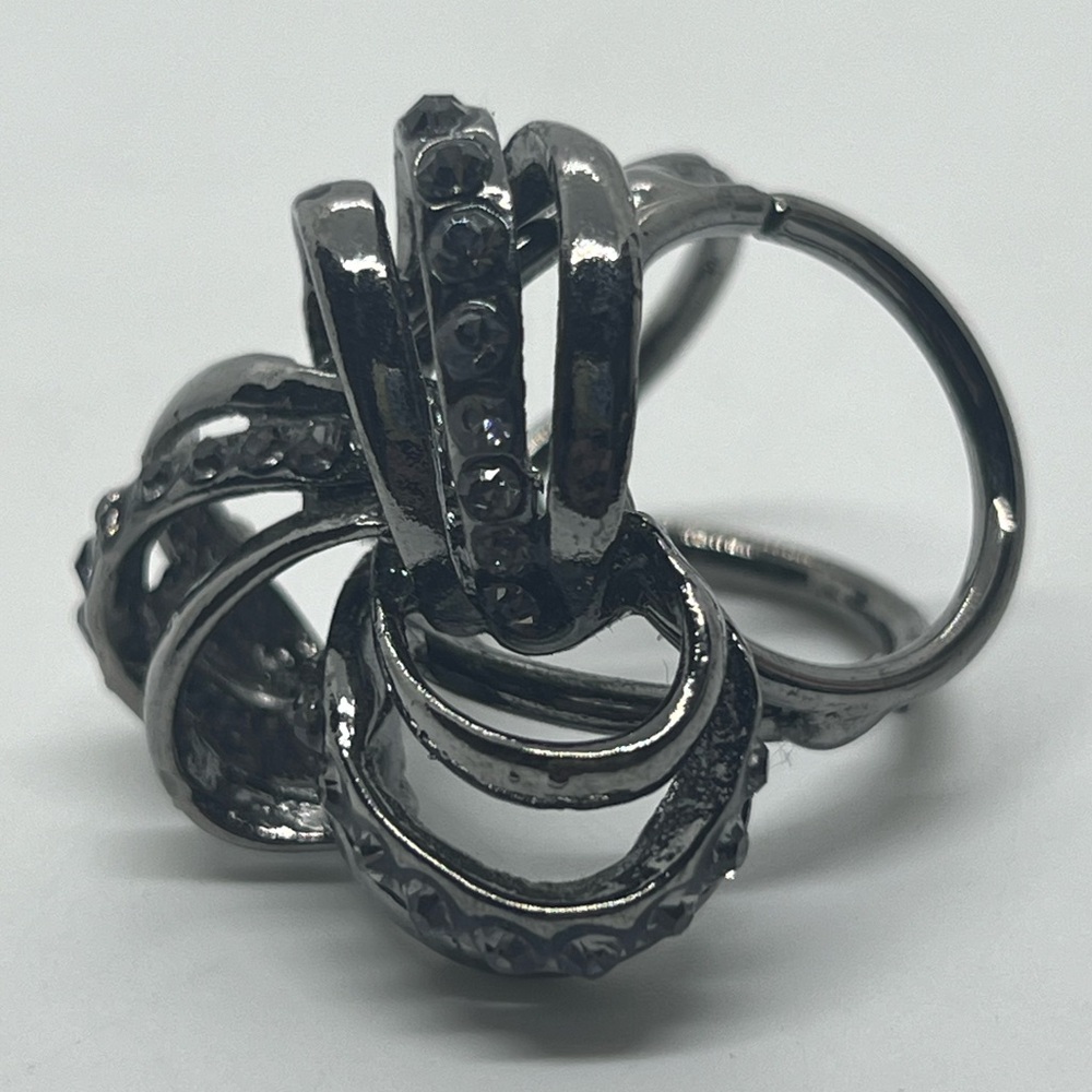 Silver Rhinestone Scarf Ring - image 1